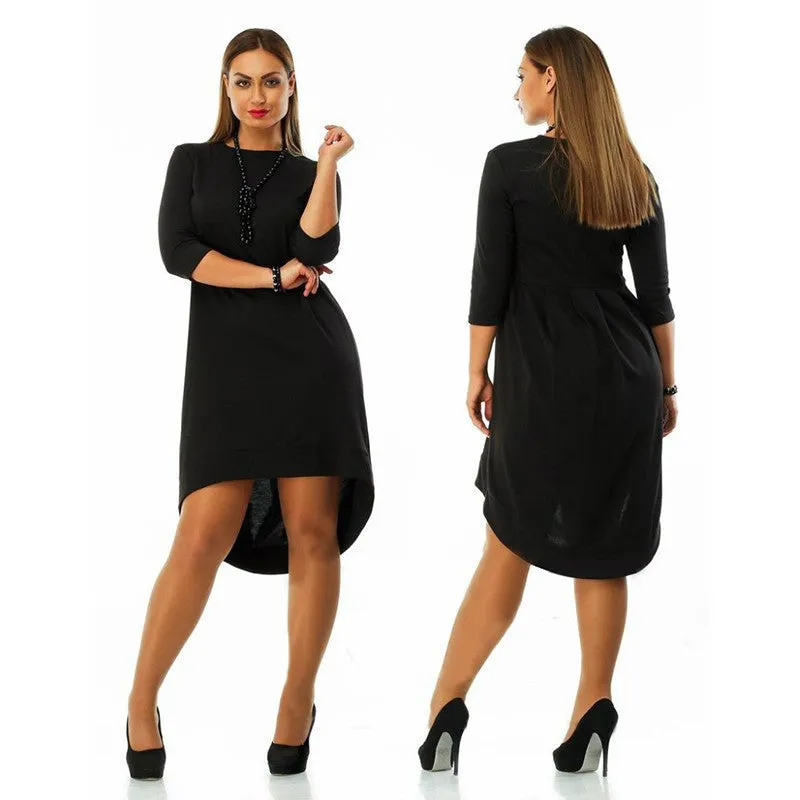 Dress Big Size Casual Red Black Dress Asymmetrical Dress Plus Size Women Clothing Vestidos