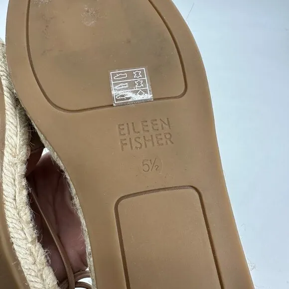 Eileen Fisher Lace D'Orsay Espadrille Flats Latte Tan Nubuck Size 5.5