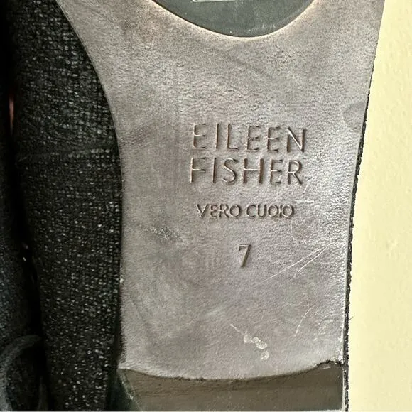 Eileen Fisher Loop 2 Lace Up Black Woven Ballet Flats | Balletcore | Size 7
