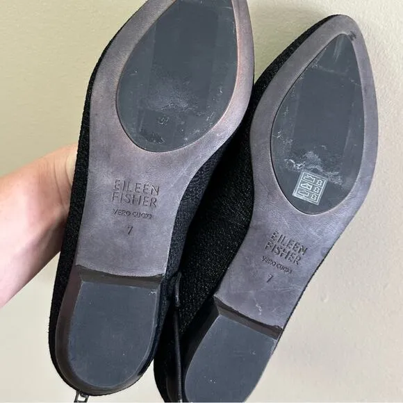 Eileen Fisher Loop 2 Lace Up Black Woven Ballet Flats | Balletcore | Size 7