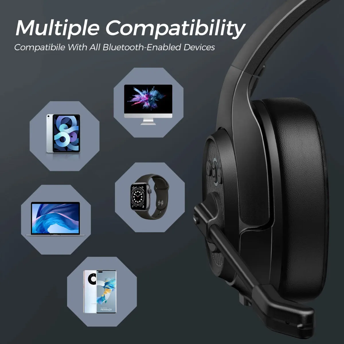 EKSA Telecommunications Bluetooth Wireless Office Phone Headset H1