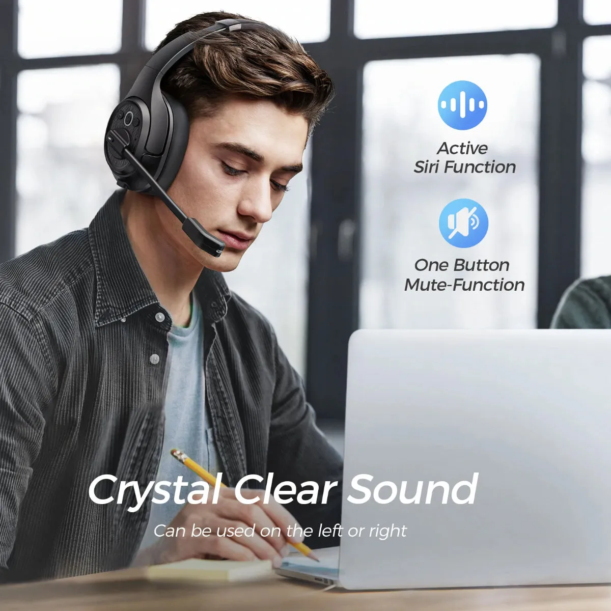 EKSA Telecommunications Bluetooth Wireless Office Phone Headset H1