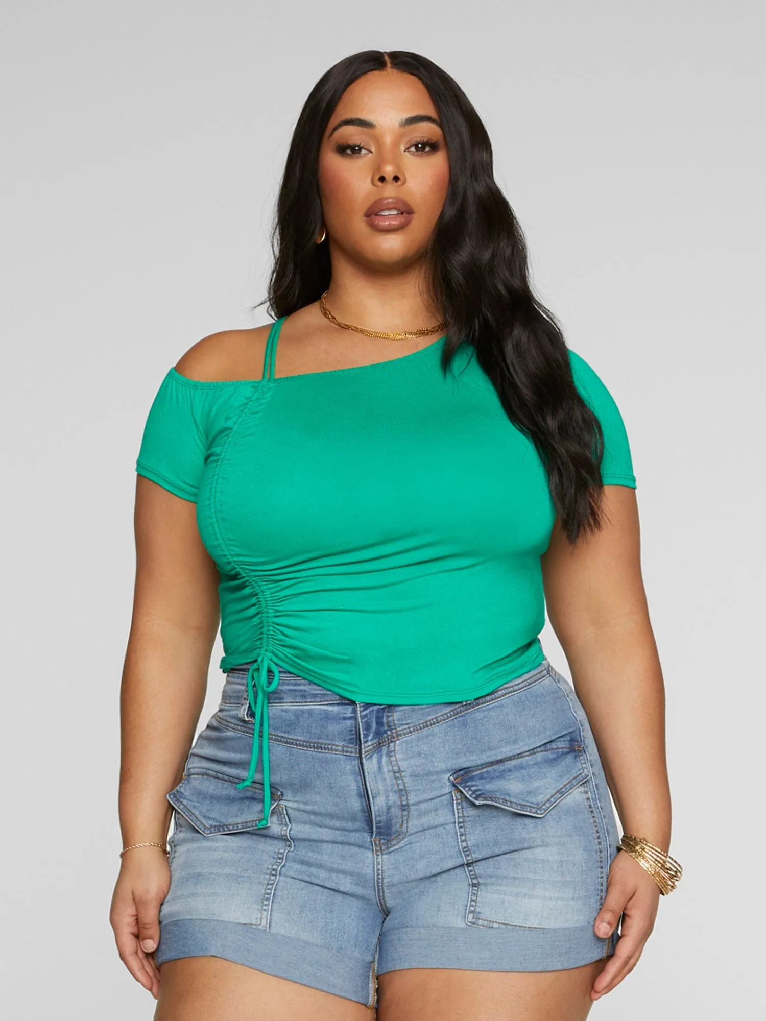 Elisha One Shoulder Drawstring Top