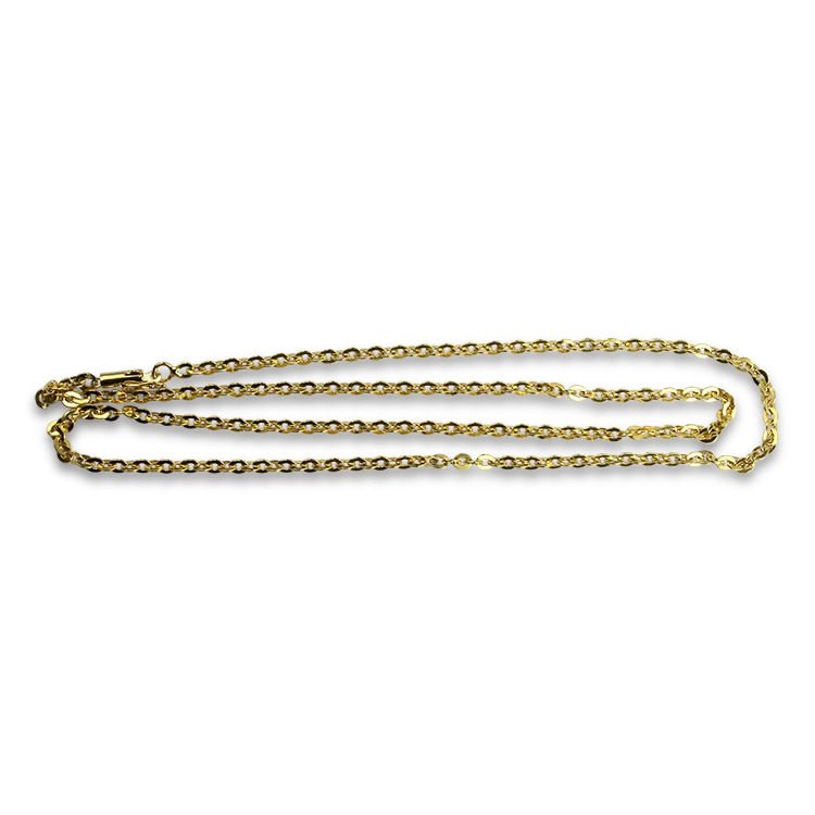 Estate 18k Yellow Gold Flat Round Link 24" Chain Necklace