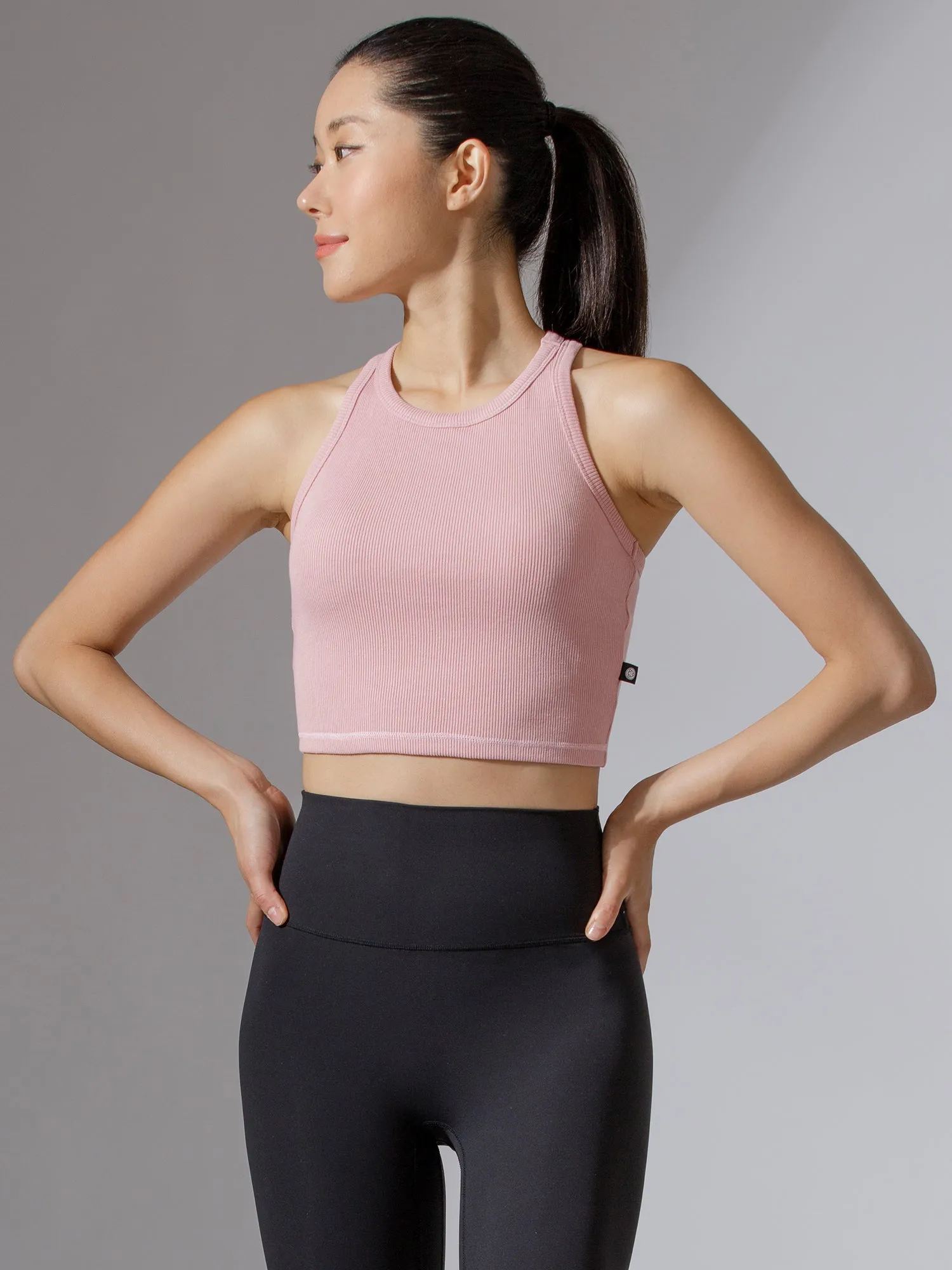 EVERYDAY RIBBED CROPPED SINGLET, PINK