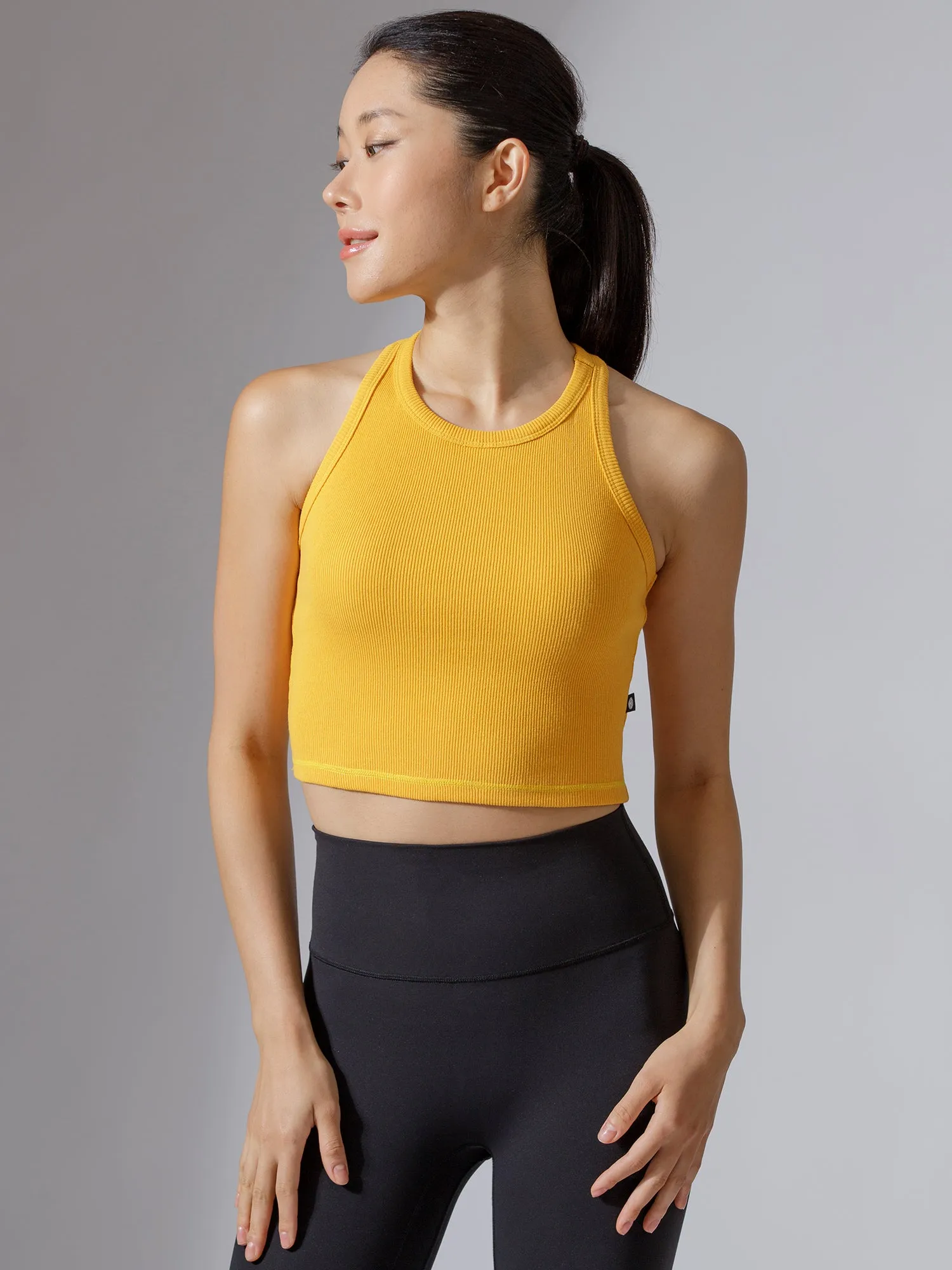 EVERYDAY RIBBED CROPPED SINGLET, YELLOW