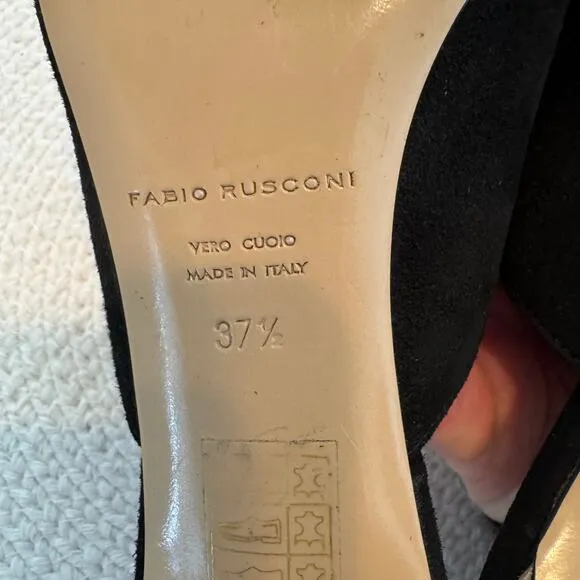 Fabio Rusconi black suede metallic heel mules