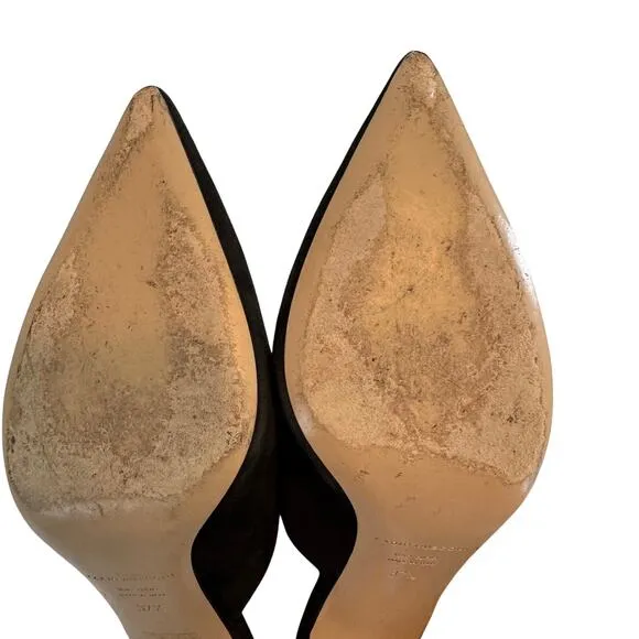 Fabio Rusconi black suede metallic heel mules