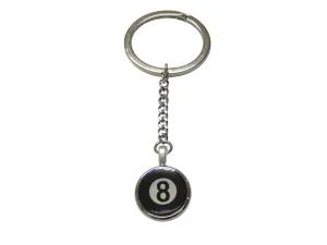 Flat Eight Ball Billiards Pendant Keychain