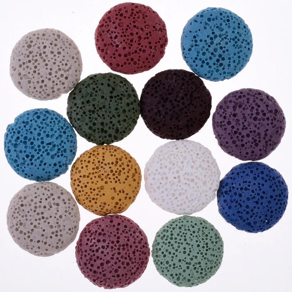 Flat Lava beads Handmade Jewelry 20mm Lava Stone 1.2mm hole mixed color 10pcs/lot