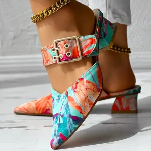 Floral Pointed-Toe Heels | Bold & Stylish | Adjustable Buckle