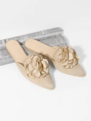 Flower Applique Flat Mules