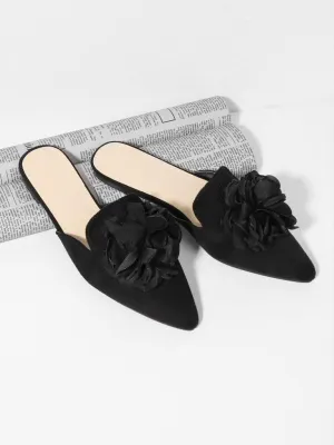 Flower Applique Flat Mules
