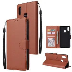 For OPPO Realme 3 pro Flip-type Leather Protective Phone Case with 3 Card Position Buckle Design Phone Cover  brown