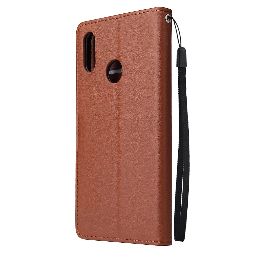 For OPPO Realme 3 pro Flip-type Leather Protective Phone Case with 3 Card Position Buckle Design Phone Cover  brown