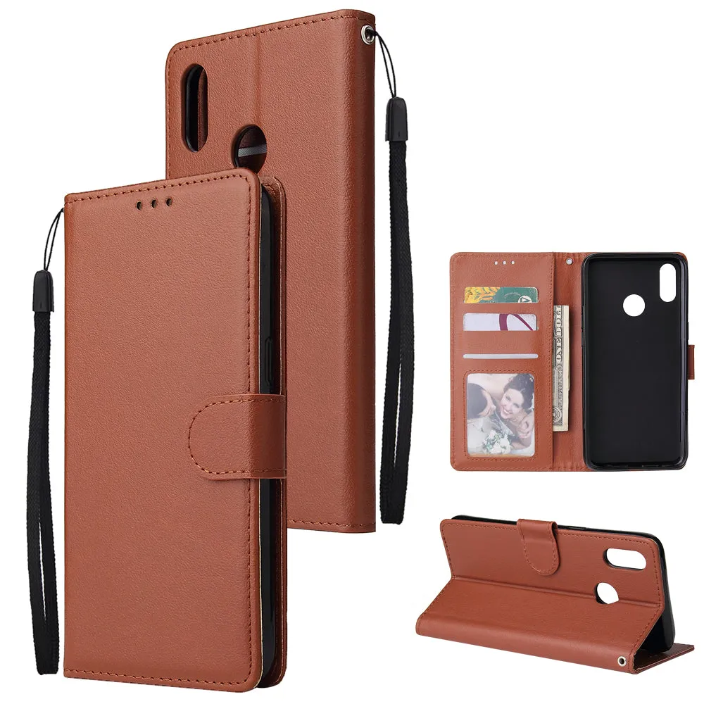 For OPPO Realme 3 pro Flip-type Leather Protective Phone Case with 3 Card Position Buckle Design Phone Cover  brown