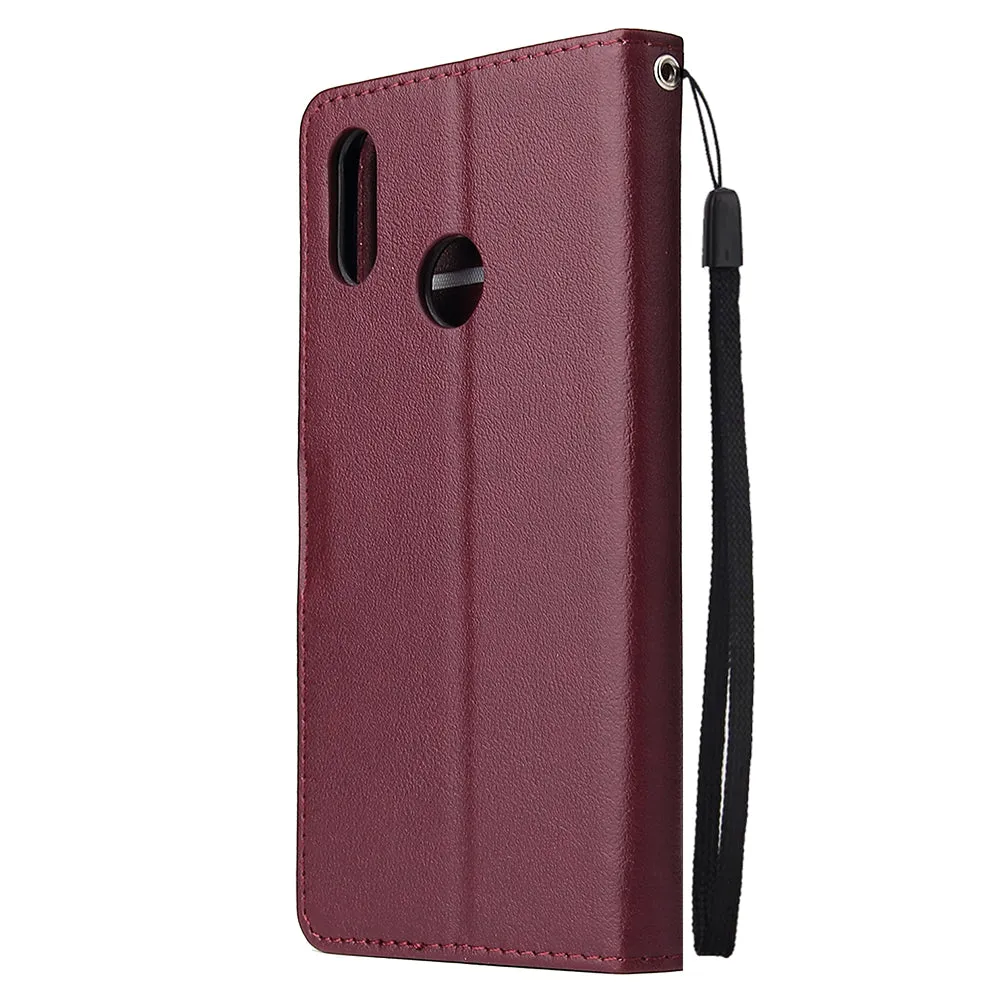 For OPPO Realme 3 pro Flip-type Leather Protective Phone Case with 3 Card Position Buckle Design Phone Cover  brown