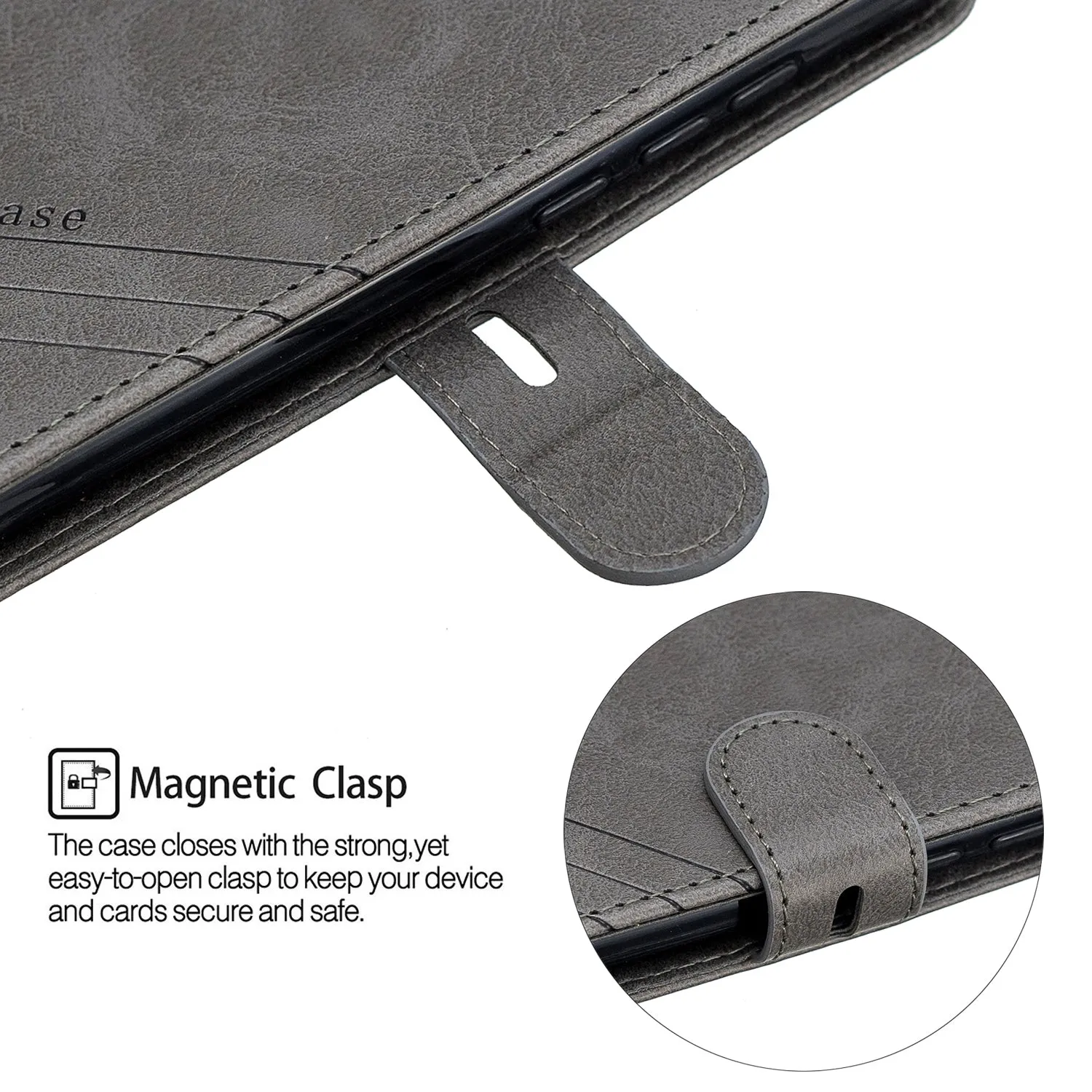 For Redmi 7A Denim Pattern Solid Color Flip Wallet PU Leather Protective Phone Case with Buckle & Bracket gray