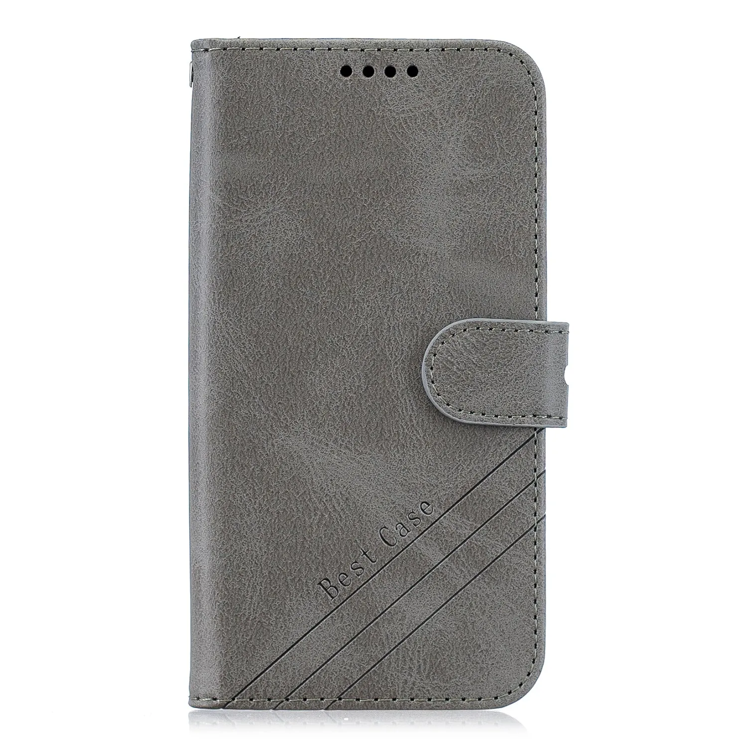 For Redmi 7A Denim Pattern Solid Color Flip Wallet PU Leather Protective Phone Case with Buckle & Bracket gray