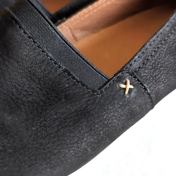 Frye Melanie Women's Black Suede Leather Slip On Flats White Soles Size 10