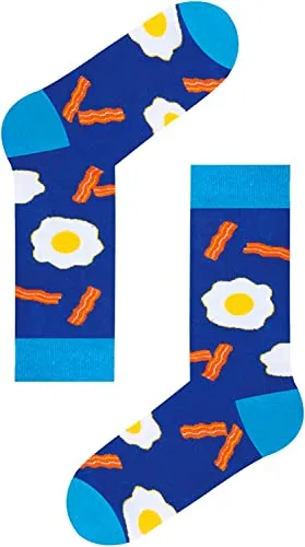 Funny Bacon Socks for Men, Novelty Bacon Gifts For Bacon Lovers, Anniversary Gift For Him, Gift For Dad, Funny Food Socks, Mens Bacon Themed Socks