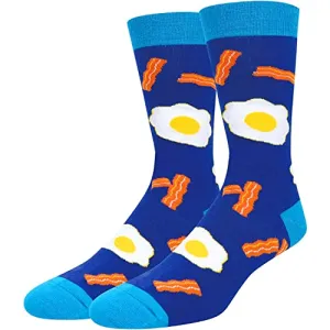Funny Bacon Socks for Men, Novelty Bacon Gifts For Bacon Lovers, Anniversary Gift For Him, Gift For Dad, Funny Food Socks, Mens Bacon Themed Socks