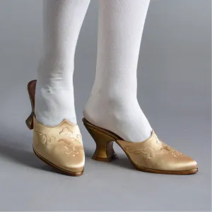 Gilded Charlotte 18th Century Mules (Gold)
