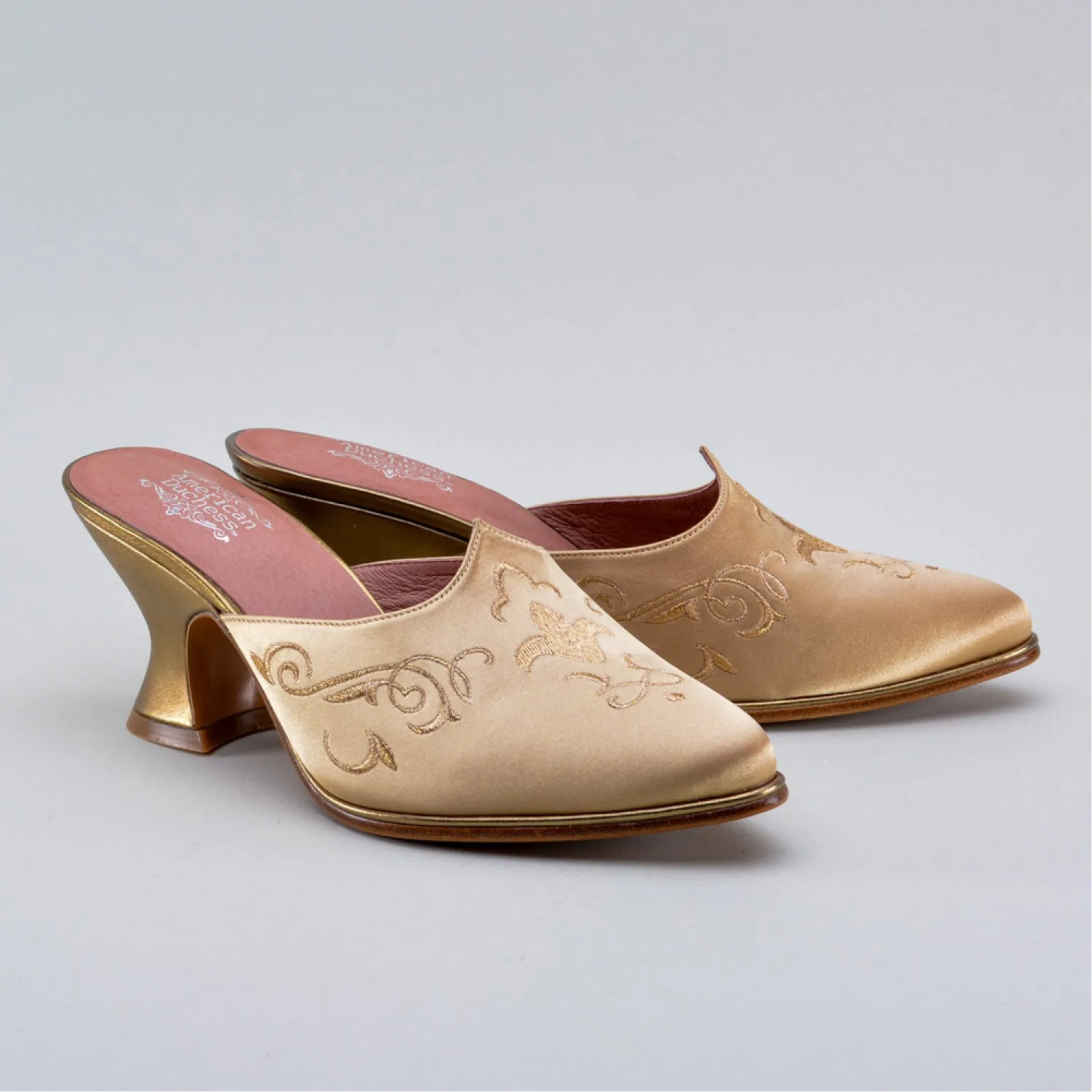 Gilded Charlotte 18th Century Mules (Gold)