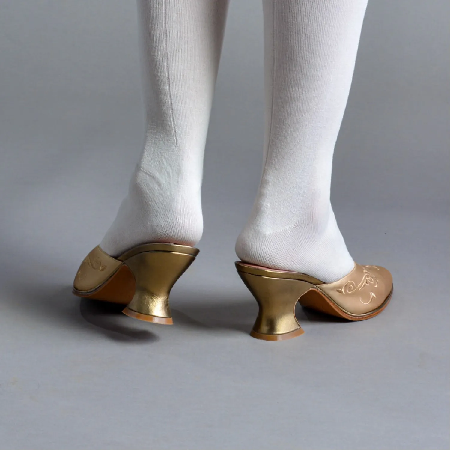 Gilded Charlotte 18th Century Mules (Gold)