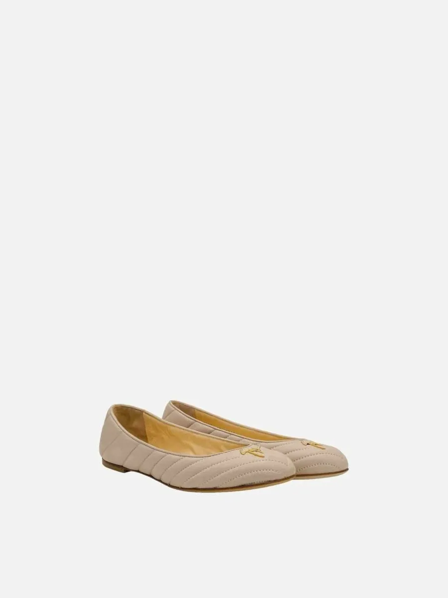 GIUSEPPE ZANOTTI Logo Beige Quilted Ballet Flats 40