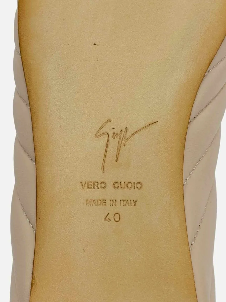 GIUSEPPE ZANOTTI Logo Beige Quilted Ballet Flats 40