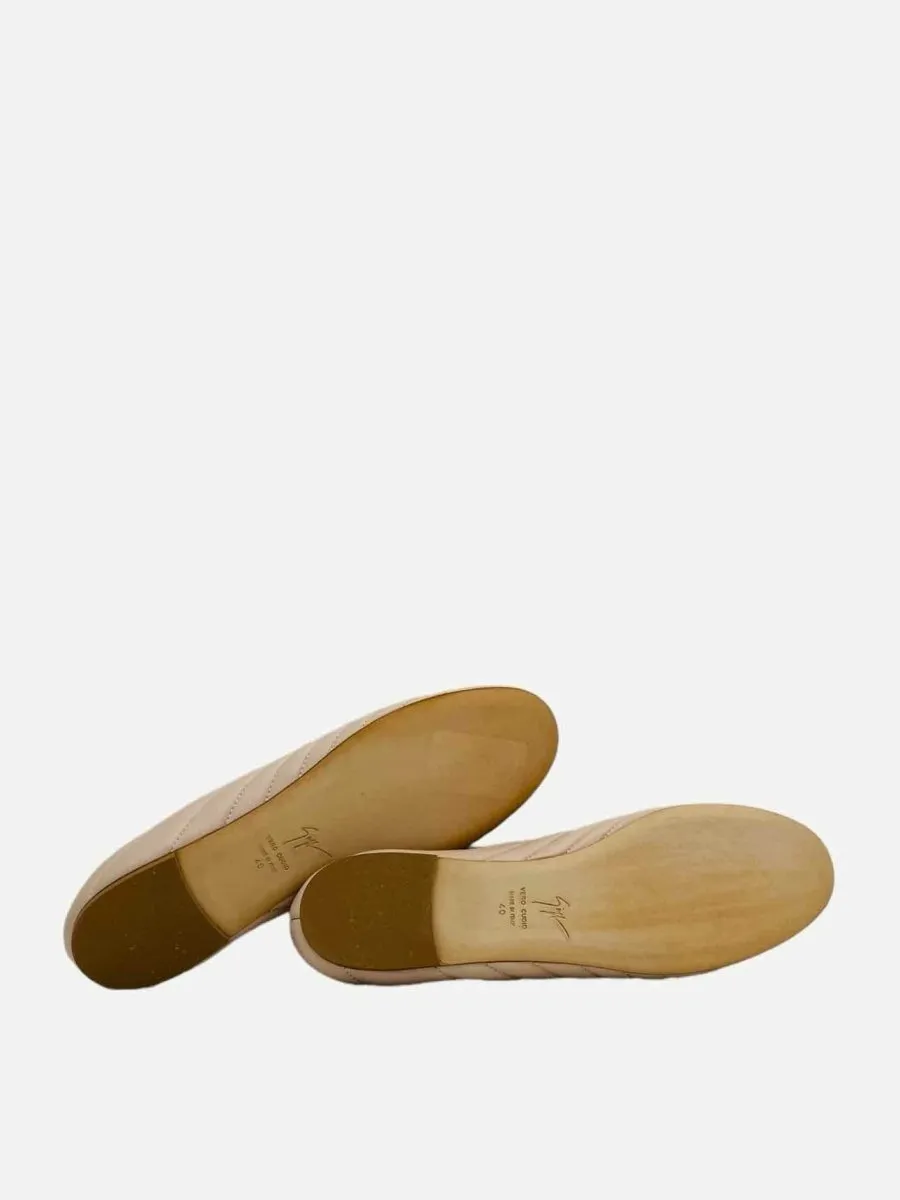 GIUSEPPE ZANOTTI Logo Beige Quilted Ballet Flats 40