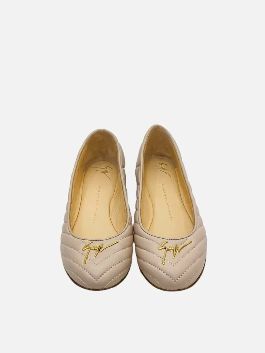 GIUSEPPE ZANOTTI Logo Beige Quilted Ballet Flats 40