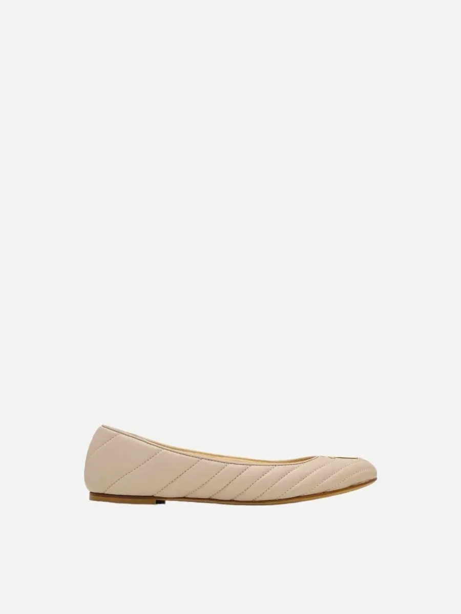 GIUSEPPE ZANOTTI Logo Beige Quilted Ballet Flats 40