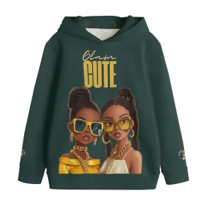 Glam Cute Kid's Pullover Hoodie | Dark Green