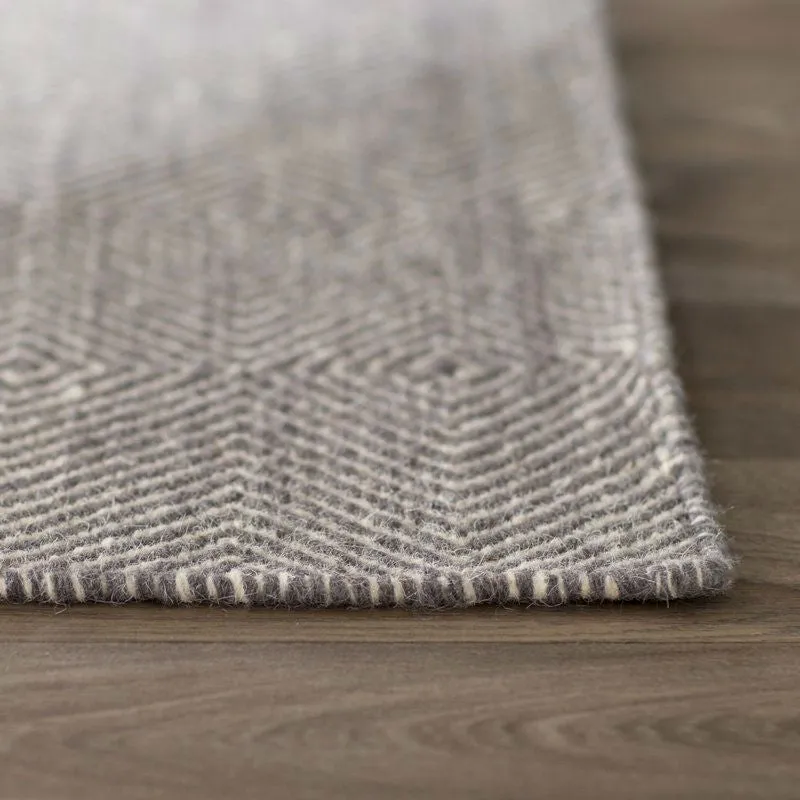 Gray 5' x 8' Flat Woven Hand Made Wool/Cotton Gray Area Rug