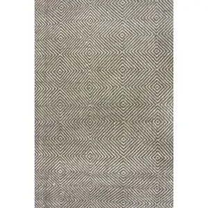 Gray 5' x 8' Flat Woven Hand Made Wool/Cotton Gray Area Rug