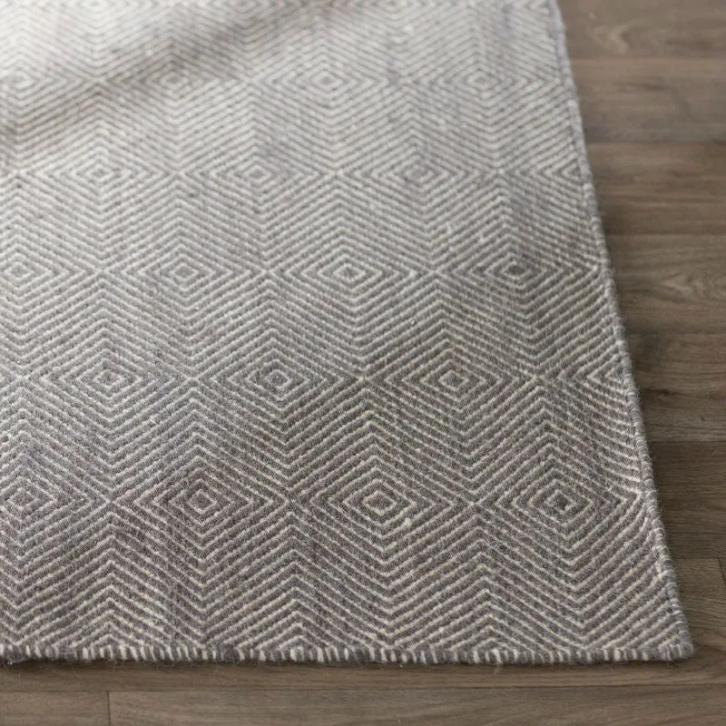 Gray 5' x 8' Flat Woven Hand Made Wool/Cotton Gray Area Rug