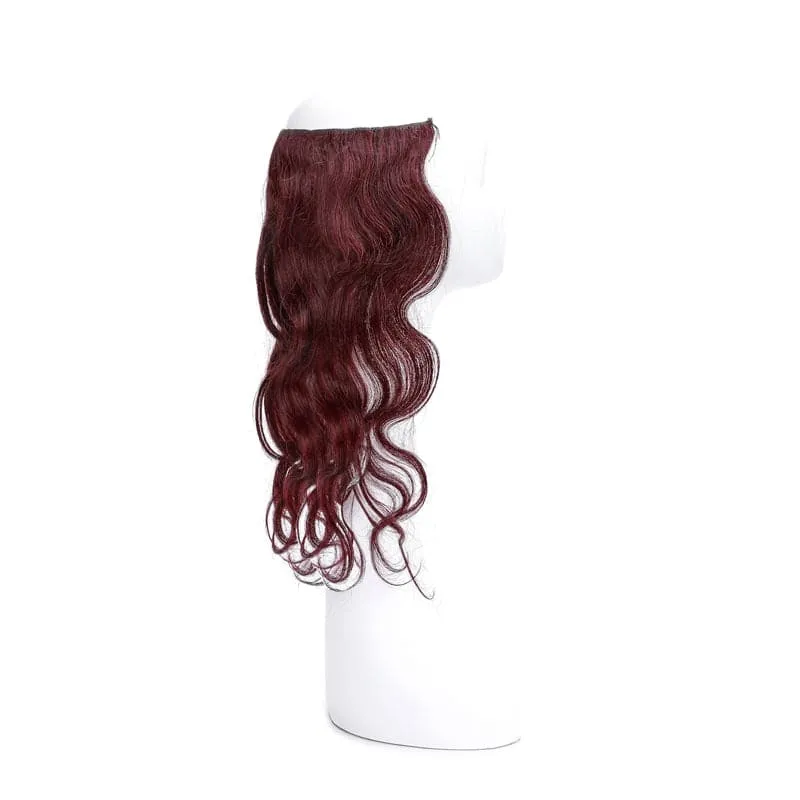 Halo Human Hair Extension Wine Red Wavy Light Volume