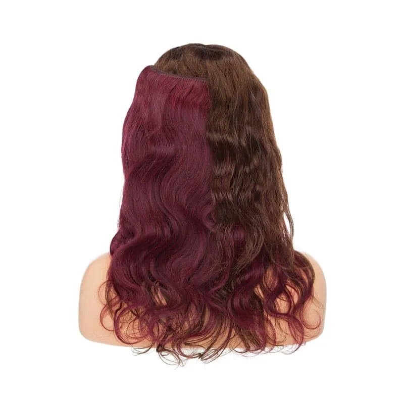 Halo Human Hair Extension Wine Red Wavy Light Volume