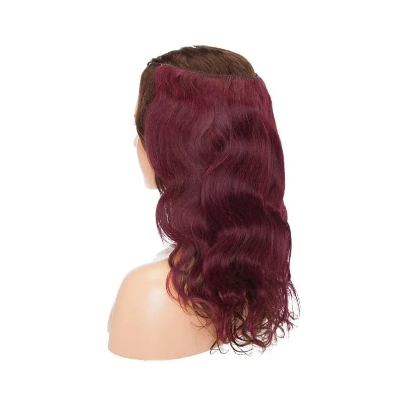 Halo Human Hair Extension Wine Red Wavy Light Volume