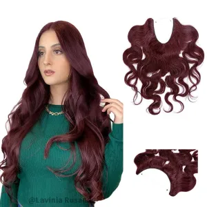 Halo Human Hair Extension Wine Red Wavy Light Volume