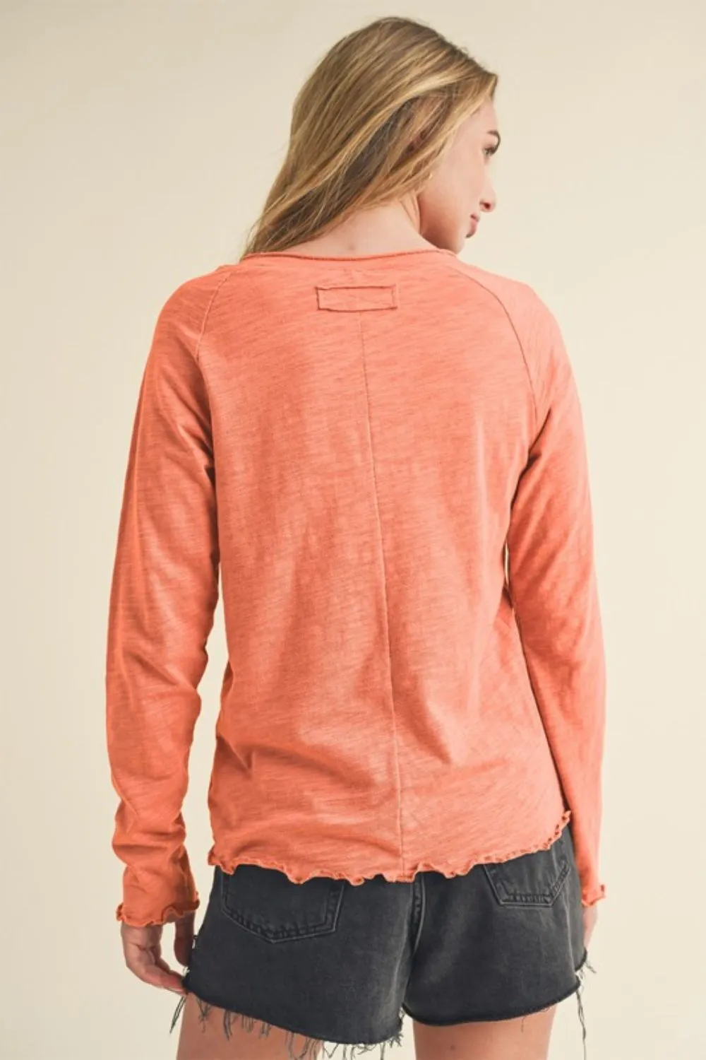 Hazel Blues® |  Aemi   Co Lettuce Hemline Round Neck Raglan Sleeve T-Shirt