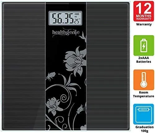 Healthgenie Thick Tempered Glass Lcd Display Digital Weighing Machine , Weight Machine For Human Body Digital Weighing Scale, Weight Scale, with 2 Year Warranty & Batteries Included (HD-93)