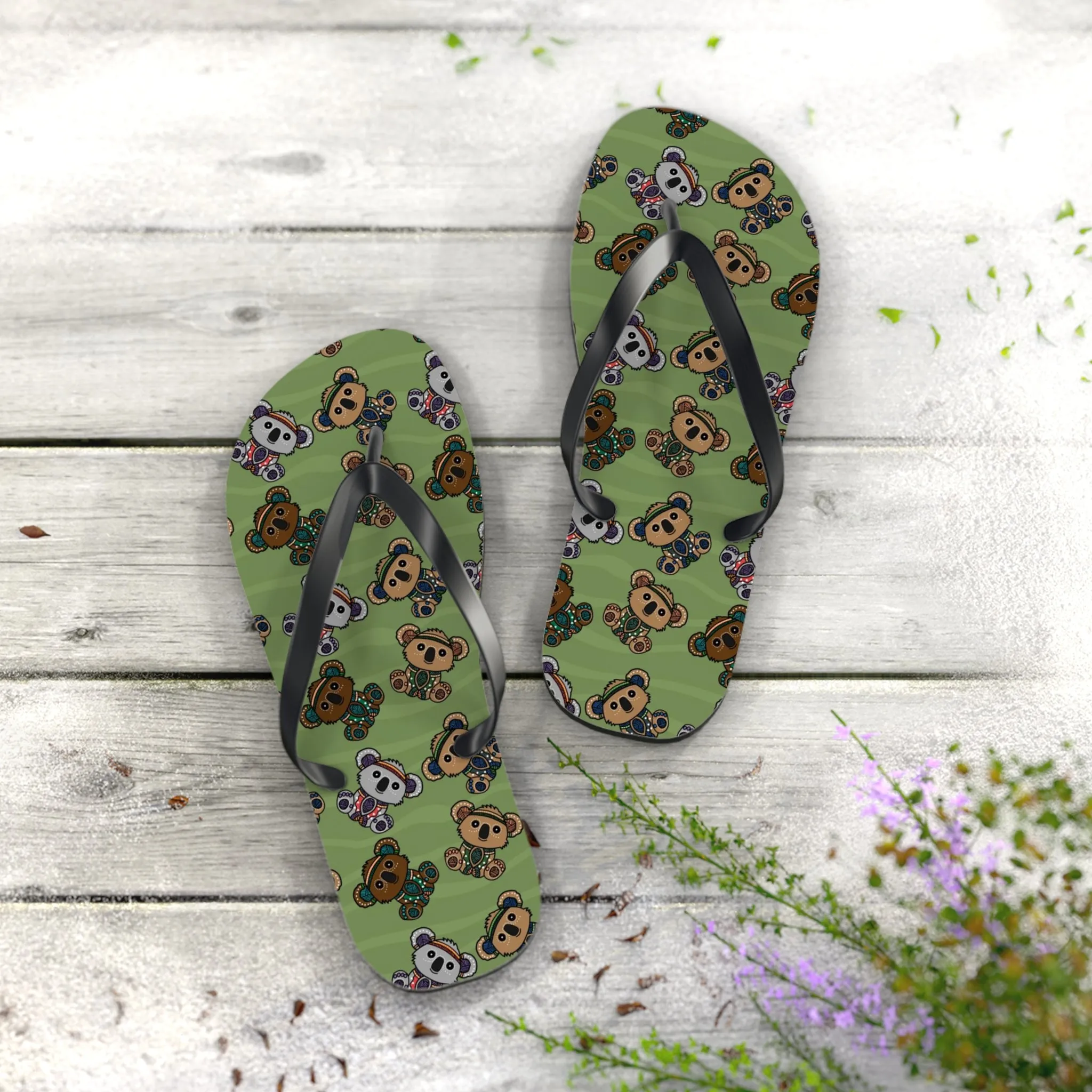 I Love Indigenous | Comfortable Flip Flops | Unisex | Green