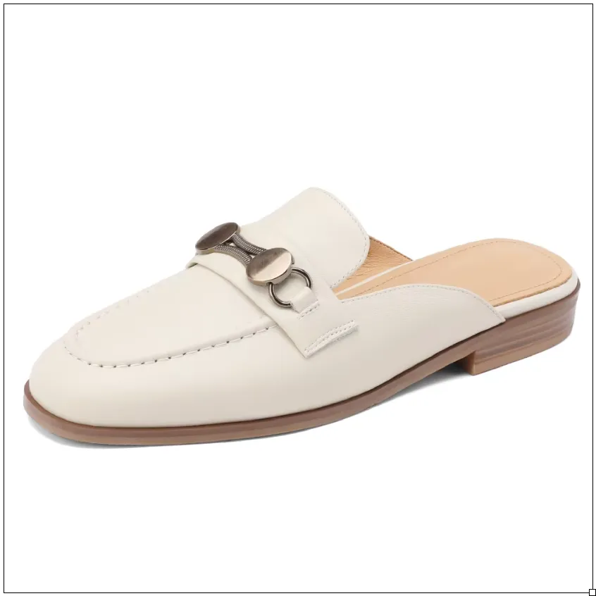 Iris Round Toe Leather Mules
