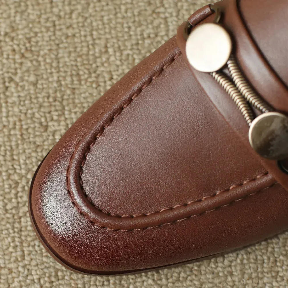 Iris Round Toe Leather Mules