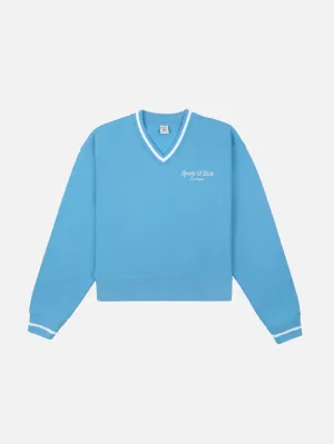 Italic Logo Embroidered V-Neck Sweater - Malibu