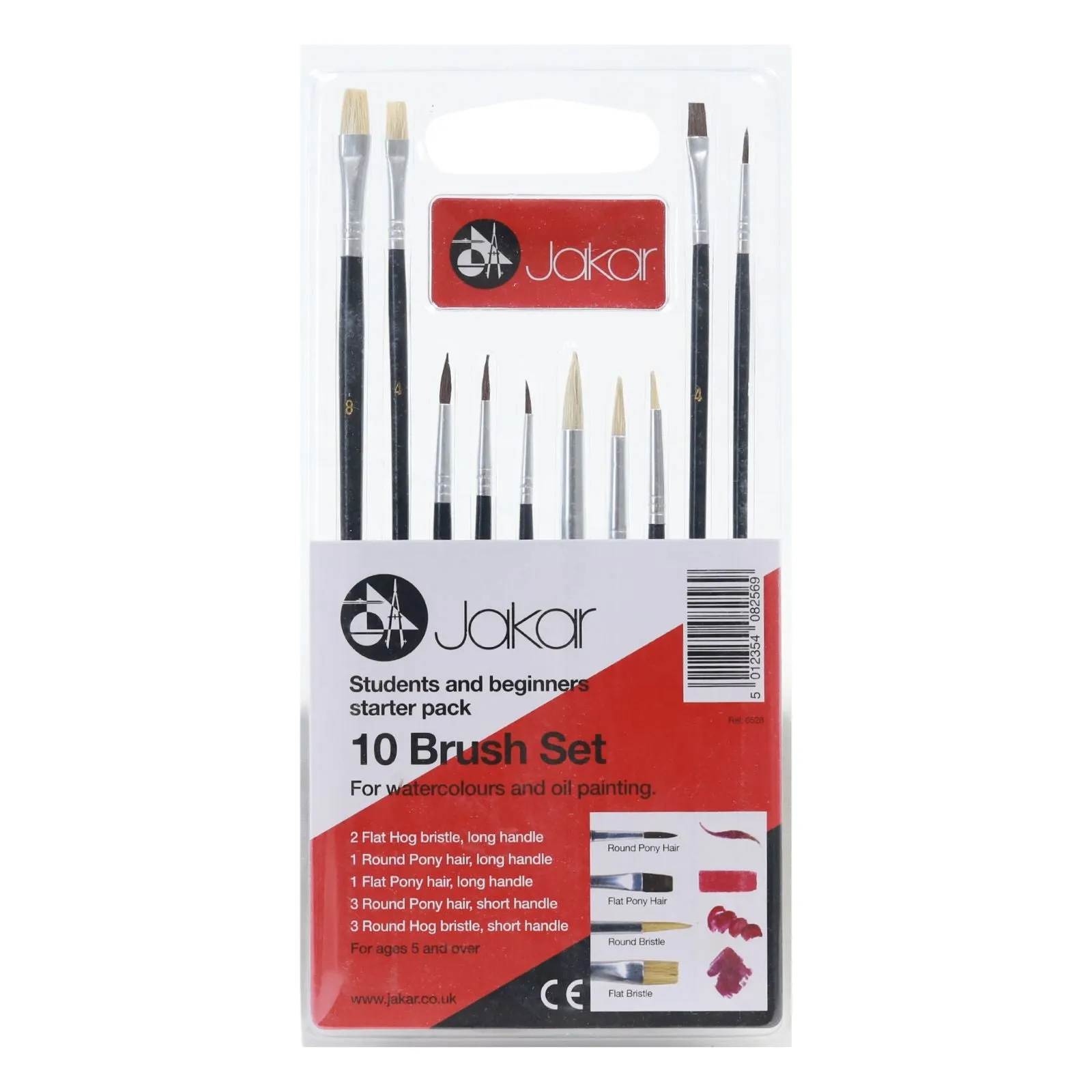 Jakar - Watercolour and Oil Painting Brush Set - Assorted Box of 10