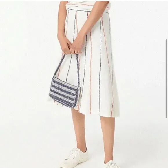 J.Crew Flared Striped Sweater Skirt – XS, Navy and Orange Stripe